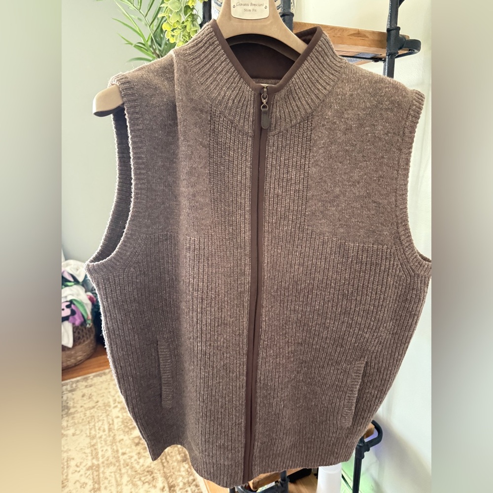 L.L. Bean Men's Zip Up Brown Sweater Vest